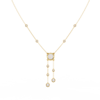Yellow Gold Cascade Solitaire Bezel Drop Diamond Necklace