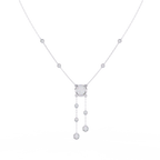 White Gold Round Solitaire Bezel Drop Necklace
