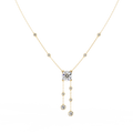 Yellow Gold Cascade Solitaire Bezel Drop Diamond Necklace