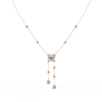 Rose Gold Cascade Solitaire Bezel Drop Diamond Necklace