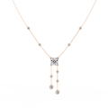 Rose Gold Cascade Solitaire Bezel Drop Diamond Necklace