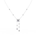 White Gold Round Solitaire Bezel Drop Necklace