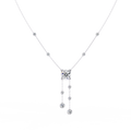 White Gold Round Solitaire Bezel Drop Necklace