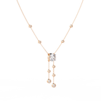 Rose Gold Cascade Solitaire Bezel Drop Diamond Necklace
