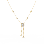 Yellow Gold Cascade Solitaire Bezel Drop Diamond Necklace