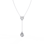 White Gold Round & Pear Bezel Lariat Drop Necklace