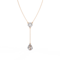 Rose Gold Serenity Round & Pear Lariat Diamond Necklace