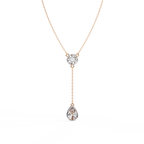 Rose Gold Serenity Round & Pear Lariat Diamond Necklace