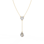 Yellow Gold Serenity Round & Pear Lariat Diamond Necklace