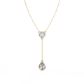 Yellow Gold Serenity Round & Pear Lariat Diamond Necklace