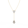 Yellow Gold Serenity Round & Pear Lariat Diamond Necklace