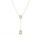 Yellow Gold Serenity Round & Pear Lariat Diamond Necklace