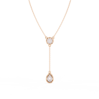 Rose Gold Serenity Round & Pear Lariat Diamond Necklace