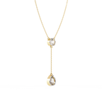 Yellow Gold Serenity Round & Pear Lariat Diamond Necklace