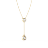 Yellow Gold Serenity Round & Pear Lariat Diamond Necklace