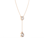 Rose Gold Serenity Round & Pear Lariat Diamond Necklace