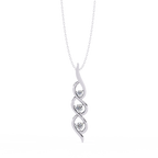 White Gold Three-Stone Twist Diamond Pendant Necklace