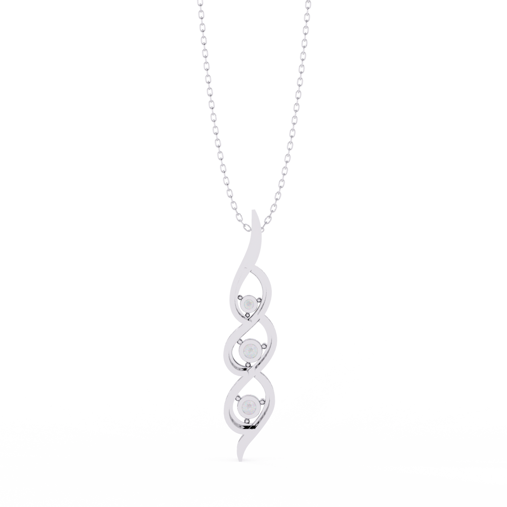 White Gold Three-Stone Twist Diamond Pendant Necklace