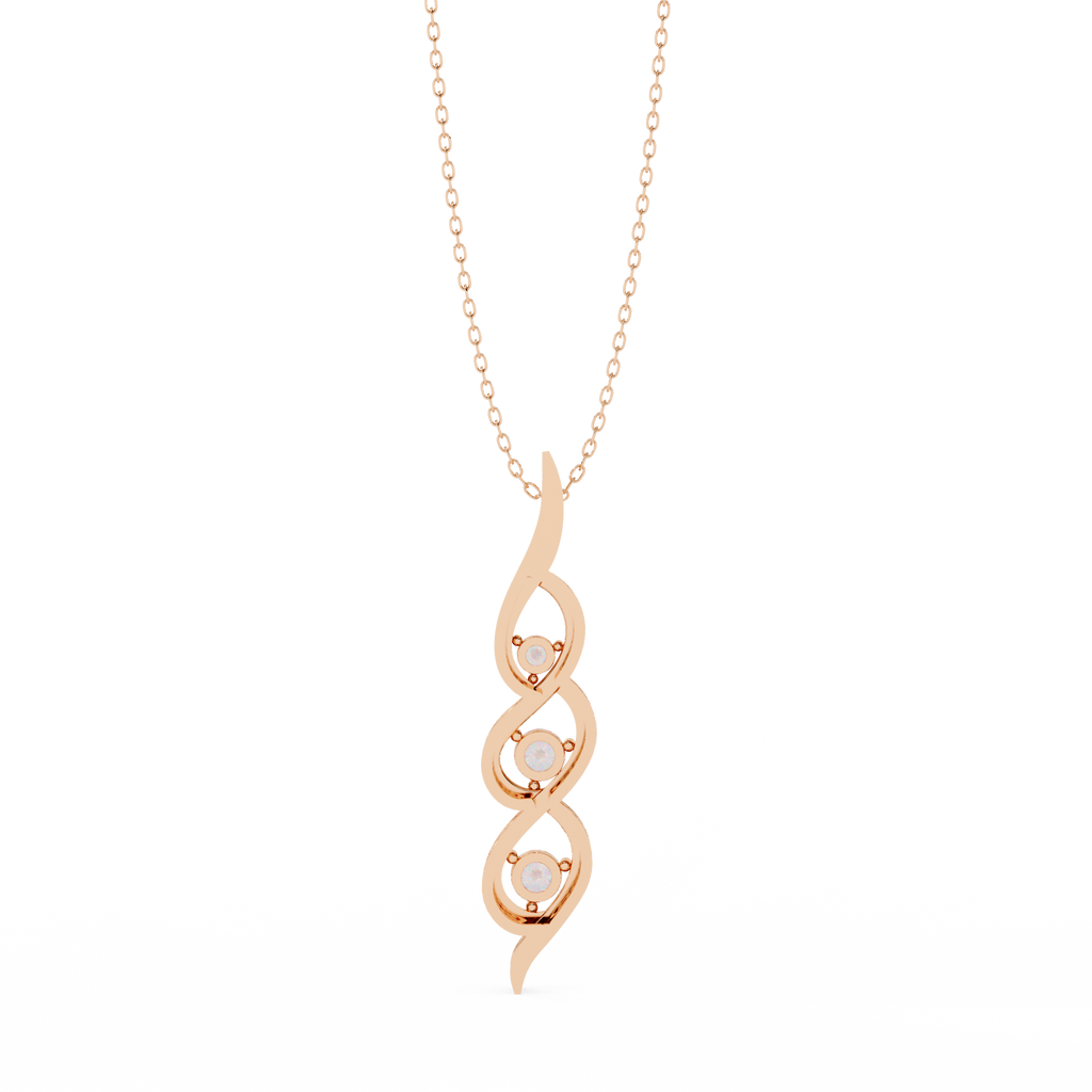 Rose Gold Helix Trio Twist Diamond Necklace
