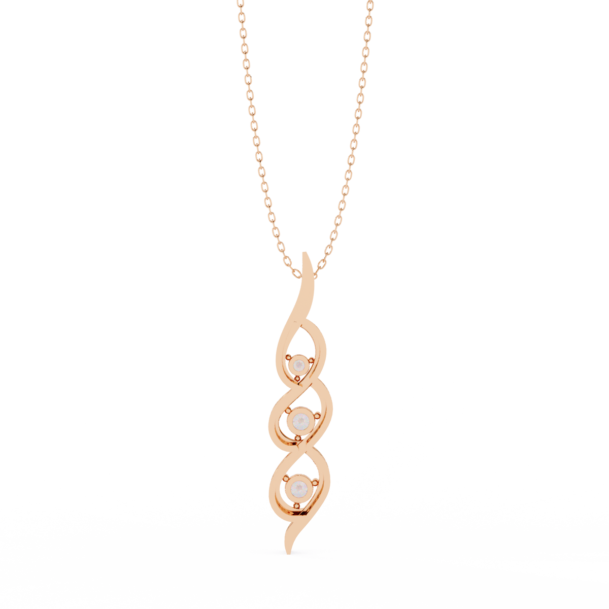 Rose Gold Helix Trio Twist Diamond Necklace