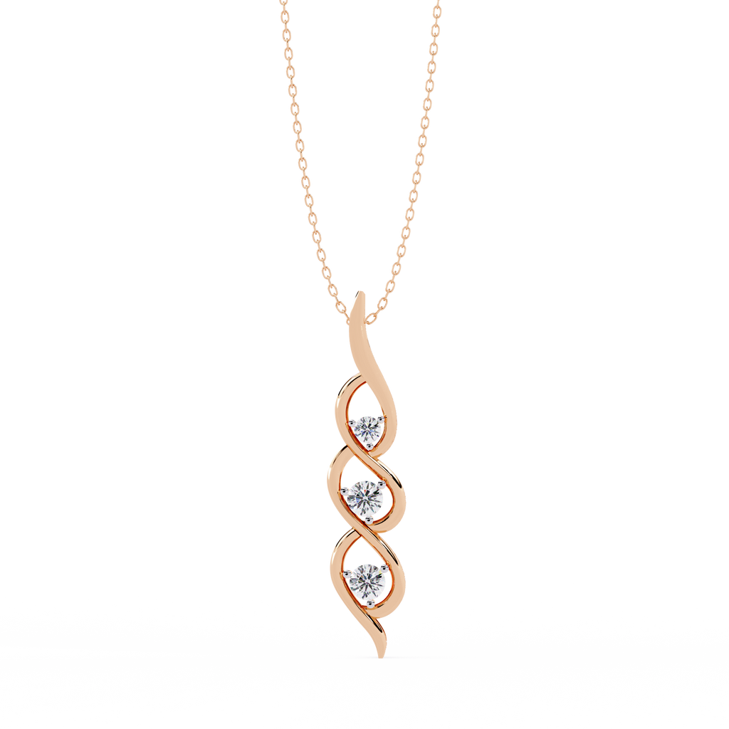 Rose Gold Helix Trio Twist Diamond Necklace