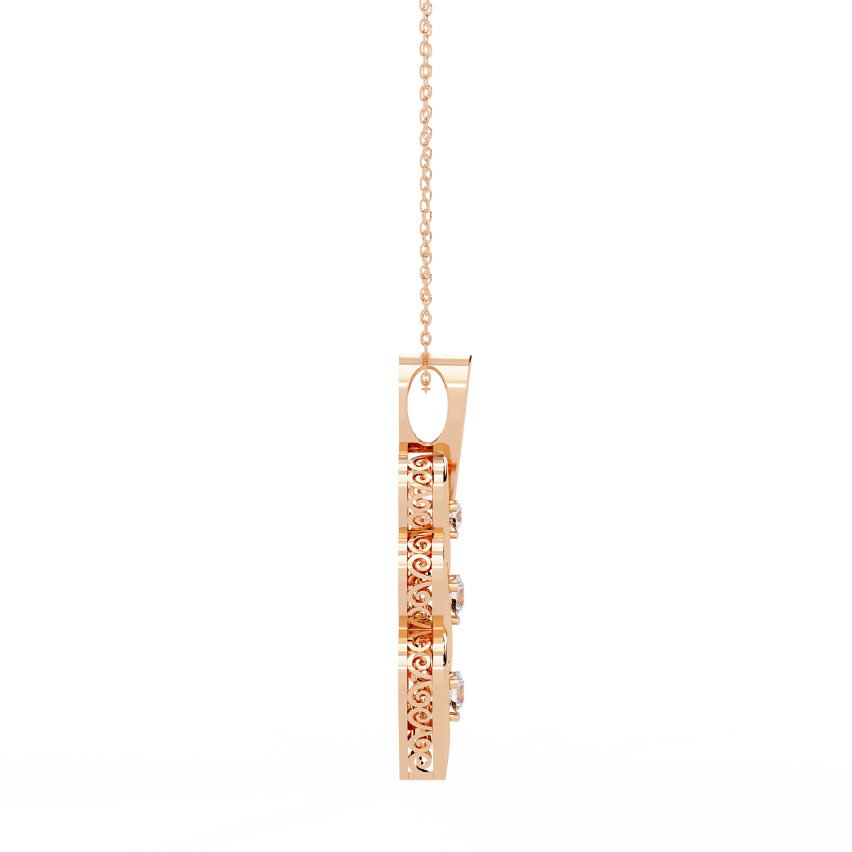 Rose Gold Helix Trio Twist Diamond Necklace