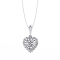 White Gold Heart Halo Diamond Pendant Necklace