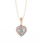 Rose Gold Amora Heart Halo Diamond Necklace