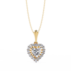 Yellow Gold Amora Heart Halo Diamond Pendant Necklace