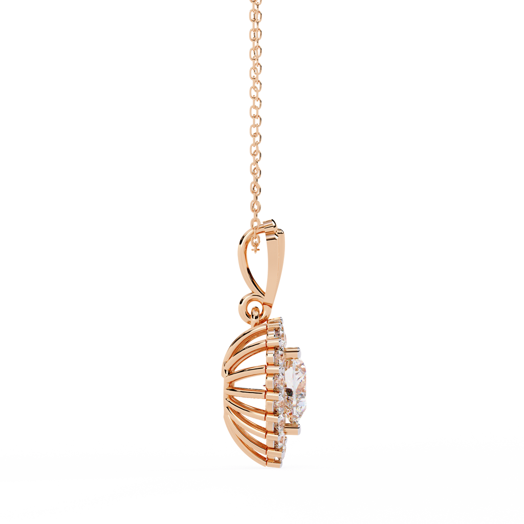 Rose Gold Amora Heart Halo Diamond Necklace