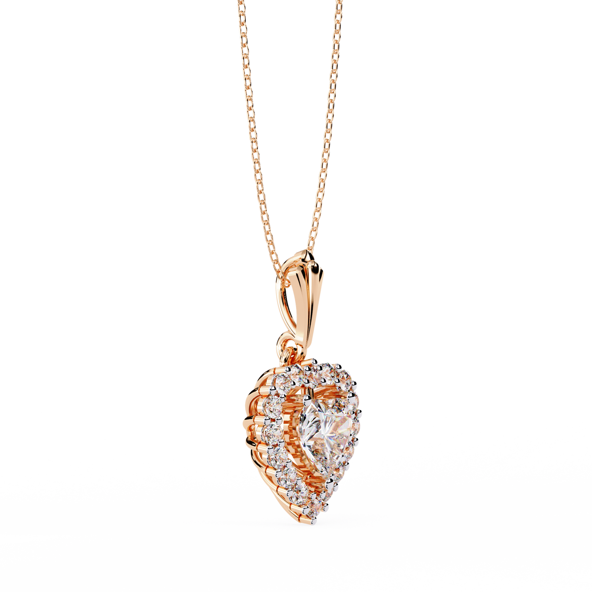Heart Halo Diamond Pendant
