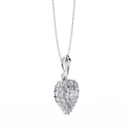 White Gold Heart Halo Diamond Pendant Necklace