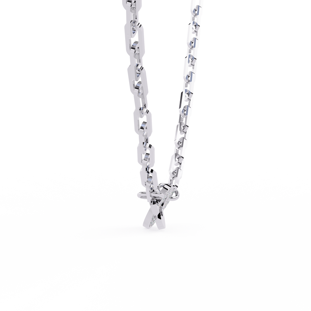White Gold Interlocking Link Diamond Necklace