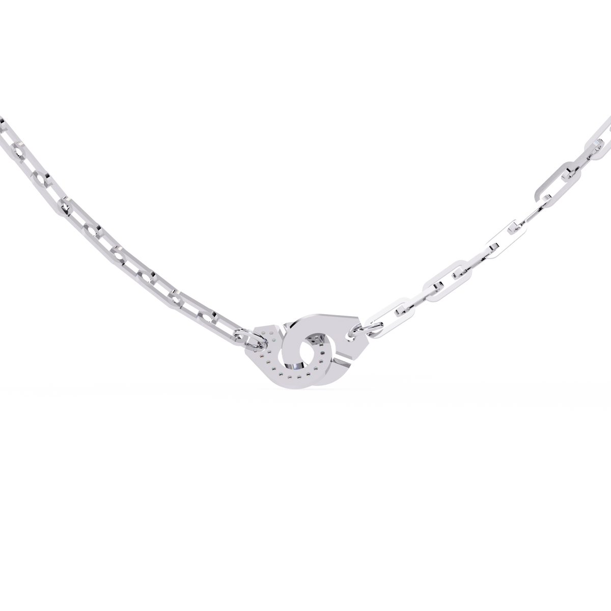 White Gold Interlocking Link Diamond Necklace