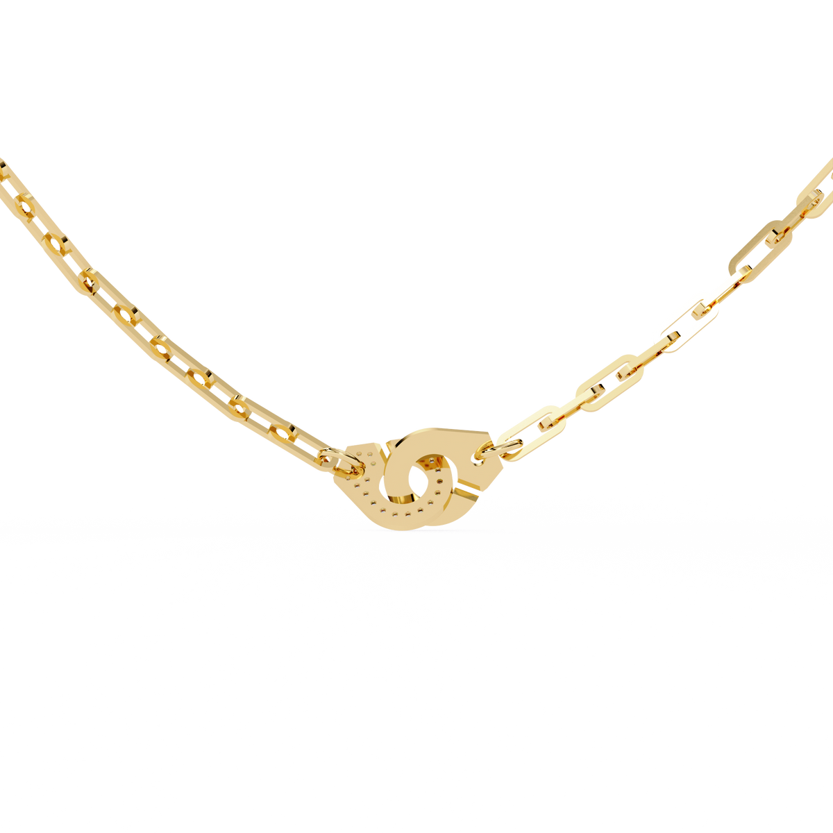 Yellow Gold Vincolo Interlock Diamond Chain Necklace