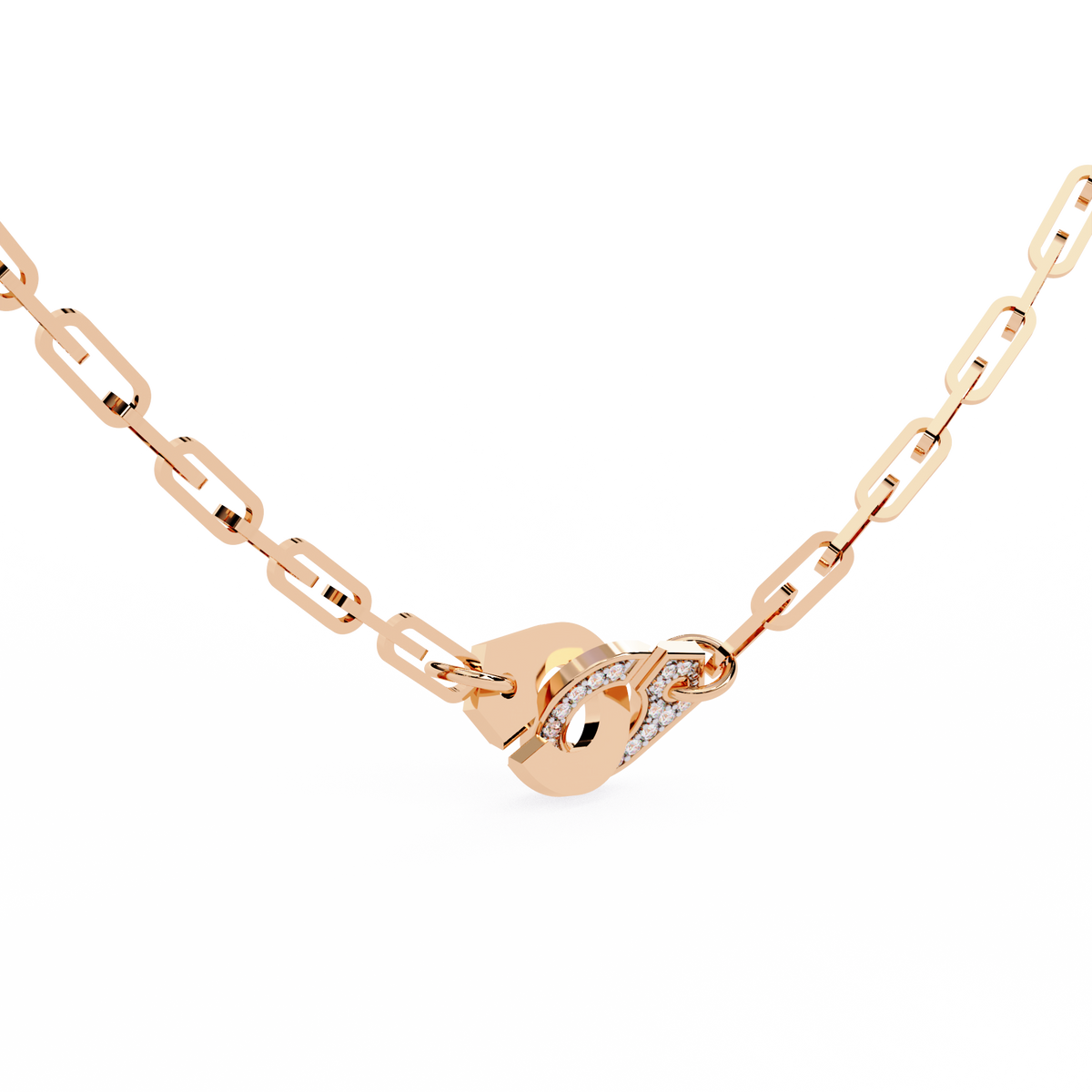 Rose Gold Vincolo Interlock Diamond Chain Necklace