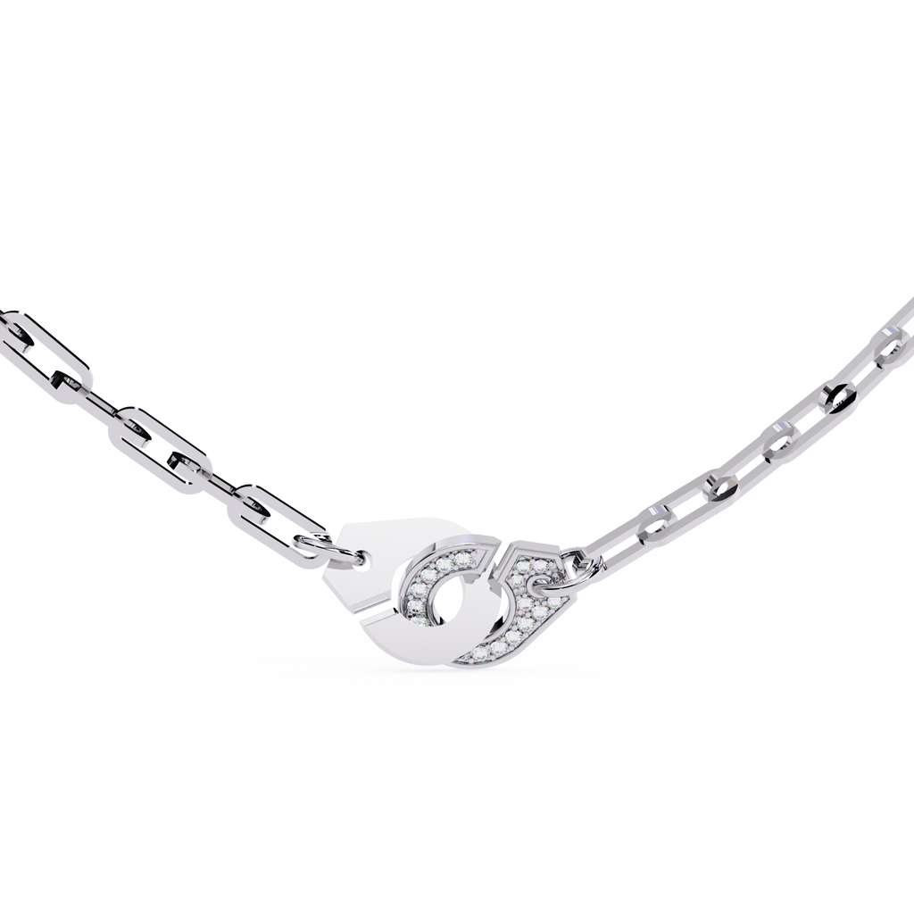 White Gold Interlocking Link Diamond Necklace
