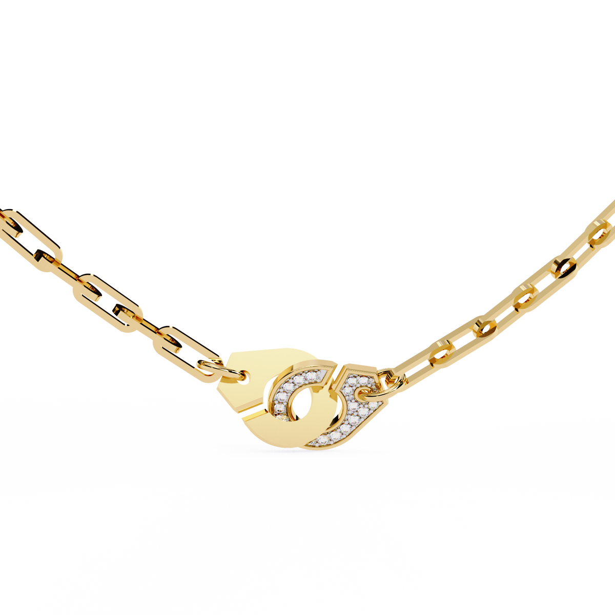 Yellow Gold Vincolo Interlock Diamond Chain Necklace