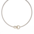 Yellow Gold Infinity Loop Bezel Tennis Diamond Necklace