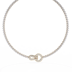 Yellow Gold Infinity Loop Bezel Tennis Diamond Necklace