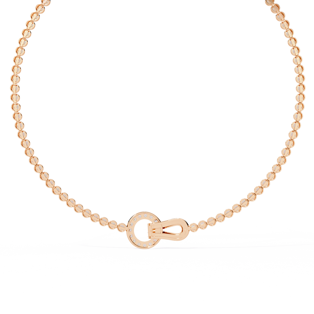 Rose Gold Infinity Loop Bezel Tennis Diamond Necklace