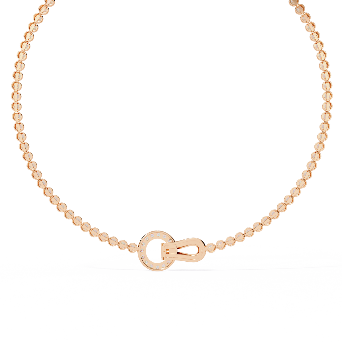 Rose Gold Infinity Loop Bezel Tennis Diamond Necklace