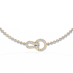 Yellow Gold Infinity Loop Bezel Tennis Diamond Necklace