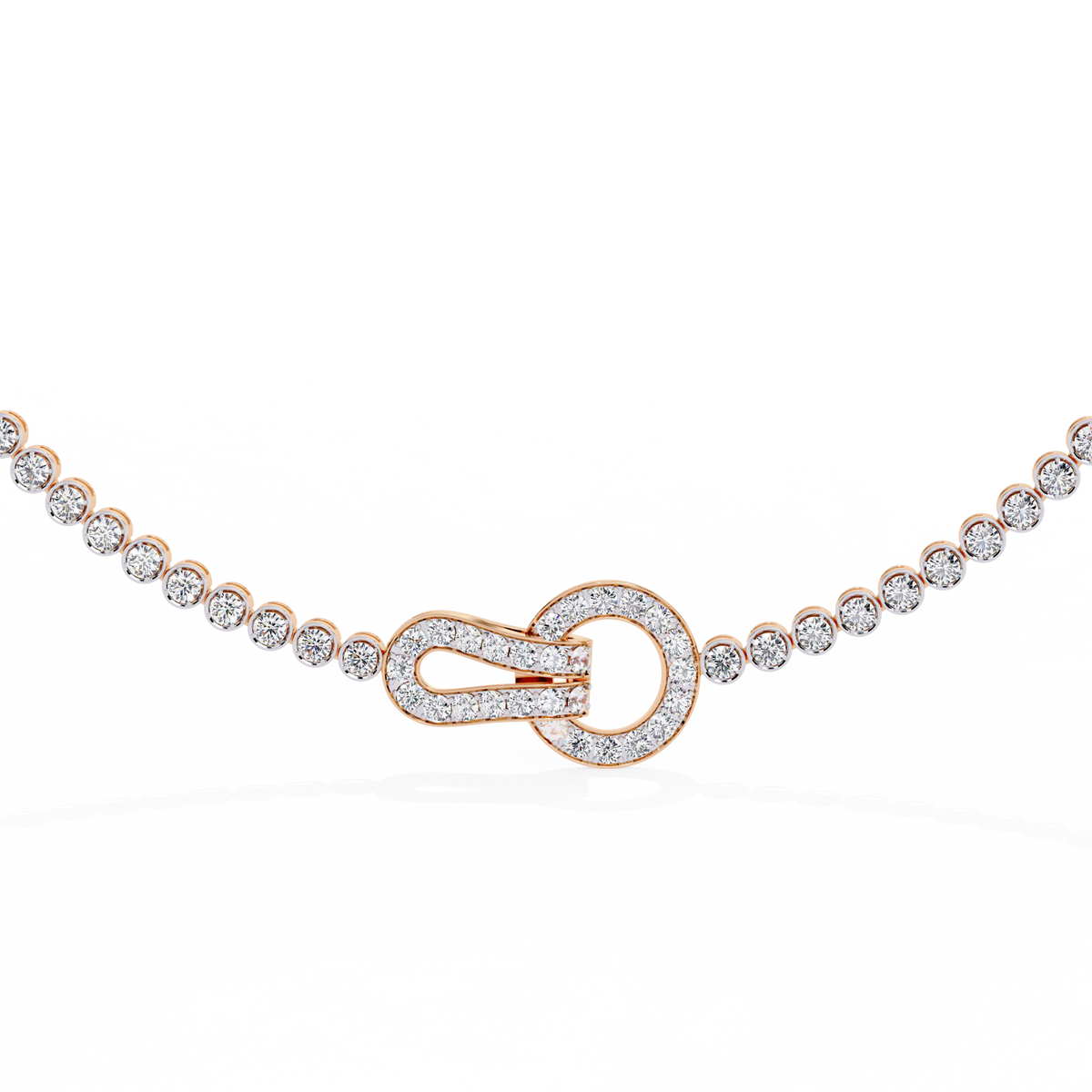 Rose Gold Infinity Loop Bezel Tennis Diamond Necklace