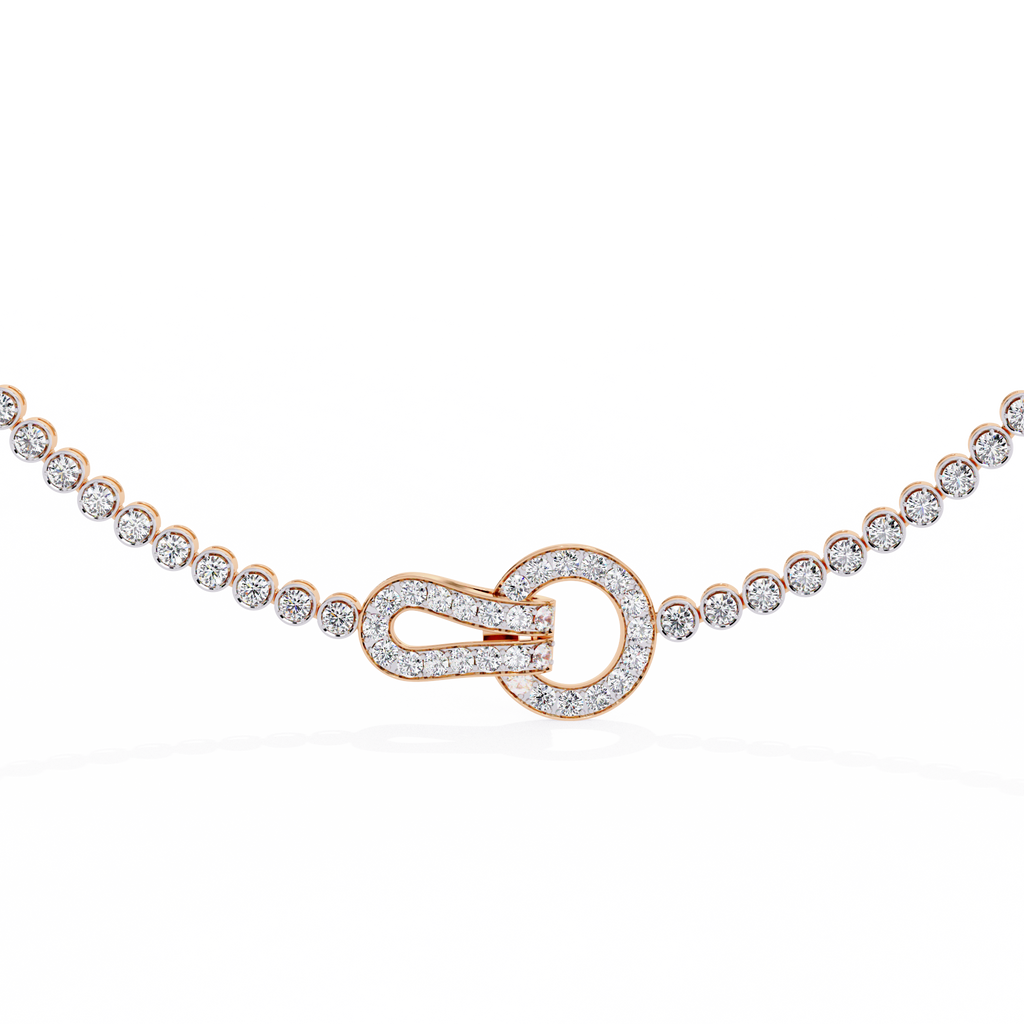 Rose Gold Infinity Loop Bezel Tennis Diamond Necklace