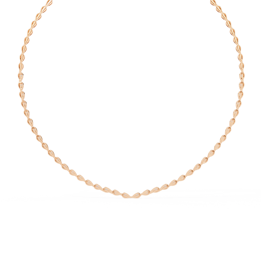 Rose Gold Lumière Alternating Pear & Round Diamond Tennis Necklace