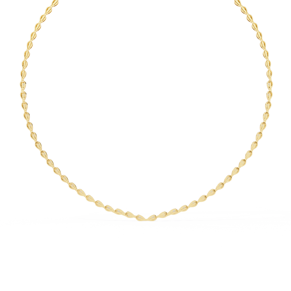 Yellow Gold Lumière Alternating Pear & Round Diamond Tennis Necklace