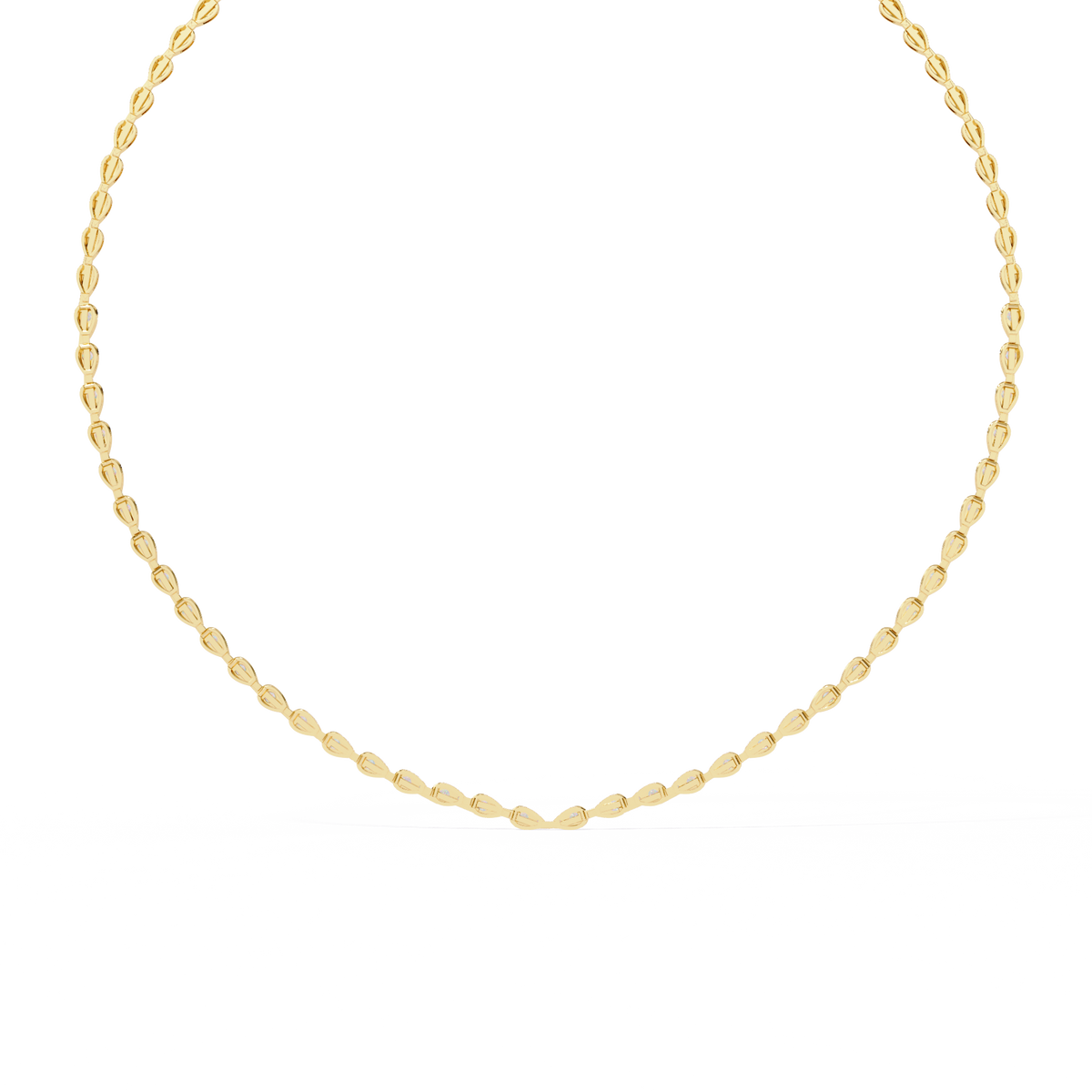 Yellow Gold Lumière Alternating Pear & Round Diamond Tennis Necklace