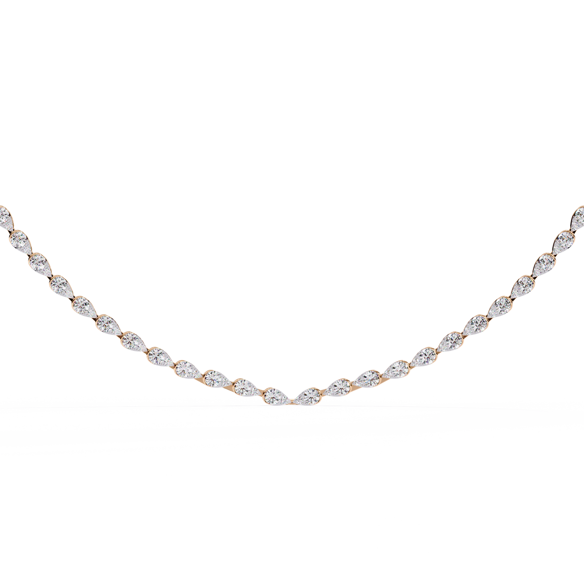 Rose Gold Lumière Alternating Pear & Round Diamond Tennis Necklace