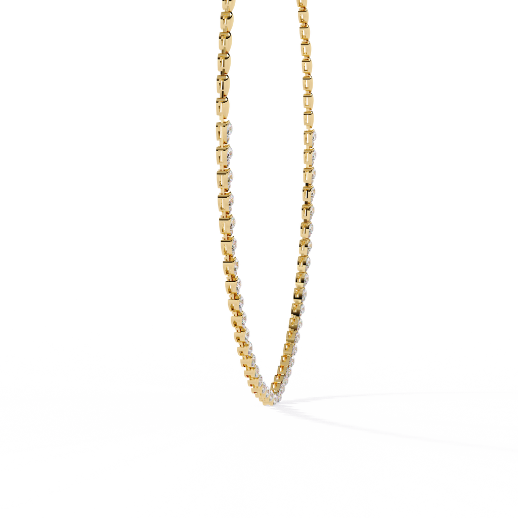 Yellow Gold Lumière Alternating Pear & Round Diamond Tennis Necklace